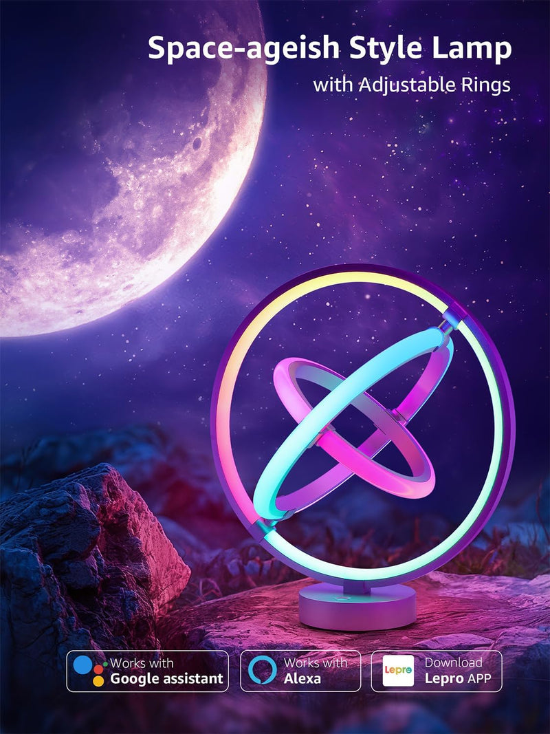 TB1 AI Smart Table Lamp, RGB Plus IC Addressable LED Lamp Alexa Google Compatible, LightBeats Music Sync, AI Generated Lighting LLM, Color Changing Modern Desk Lamp, 2.4 GHz WiFi/Bluetooth