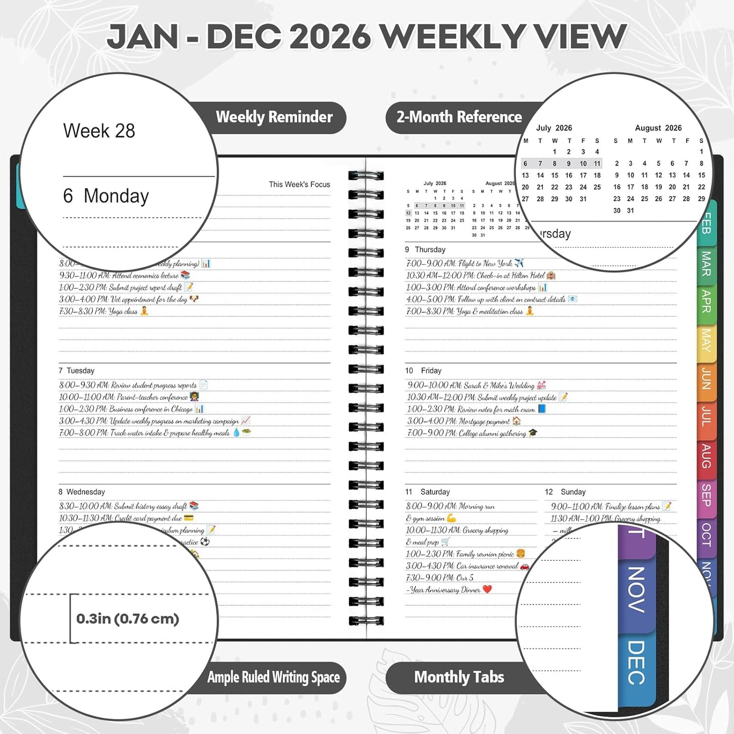 2026 Planner – Weekly Monthly Planner 2026 – Large 8.5 x 11 Planner – Thick Paper Productivity Planner (Black)