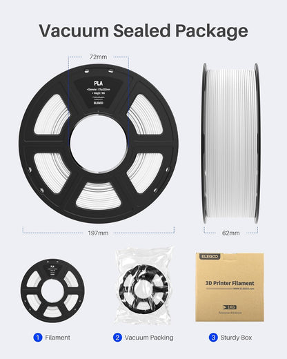 ELEGOO PLA Filament 1.75mm Black 1KG, 3D Printer Filament Dimensional Accuracy +/- 0.02mm, 1kg Spool(2.2lbs) Fit Most FDM 3D Printers