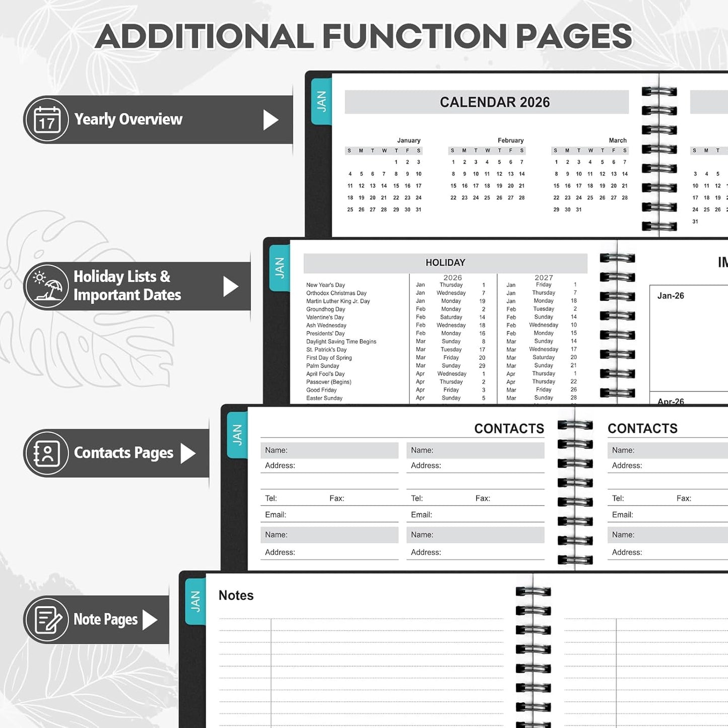 2026 Planner – Weekly Monthly Planner 2026 – Large 8.5 x 11 Planner – Thick Paper Productivity Planner (Black)