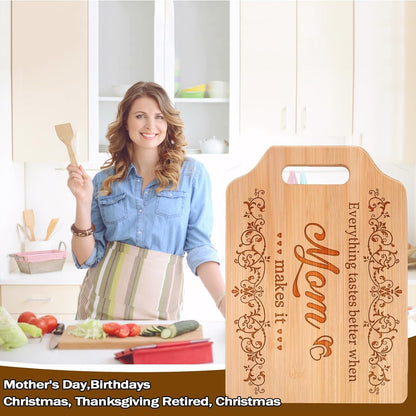 Grandma Gifts, Mothers Day Christmas, Birthday Gifts for Grandma from Grandkids - Engraved Bamboo Cutting Board 31 * 22 * 1cm, Stocking Stuffers for Women