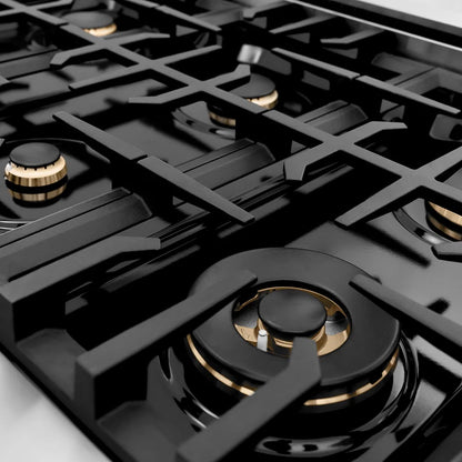 ZLINE 48 in. Classic Gas Rangetop with 8 Brass Burners and Porcelain Cooktop in Stainless Steel RT-BR-48