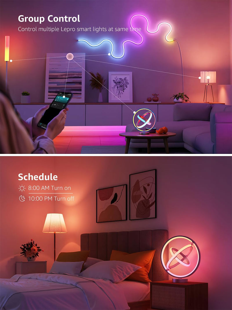 TB1 AI Smart Table Lamp, RGB Plus IC Addressable LED Lamp Alexa Google Compatible, LightBeats Music Sync, AI Generated Lighting LLM, Color Changing Modern Desk Lamp, 2.4 GHz WiFi/Bluetooth