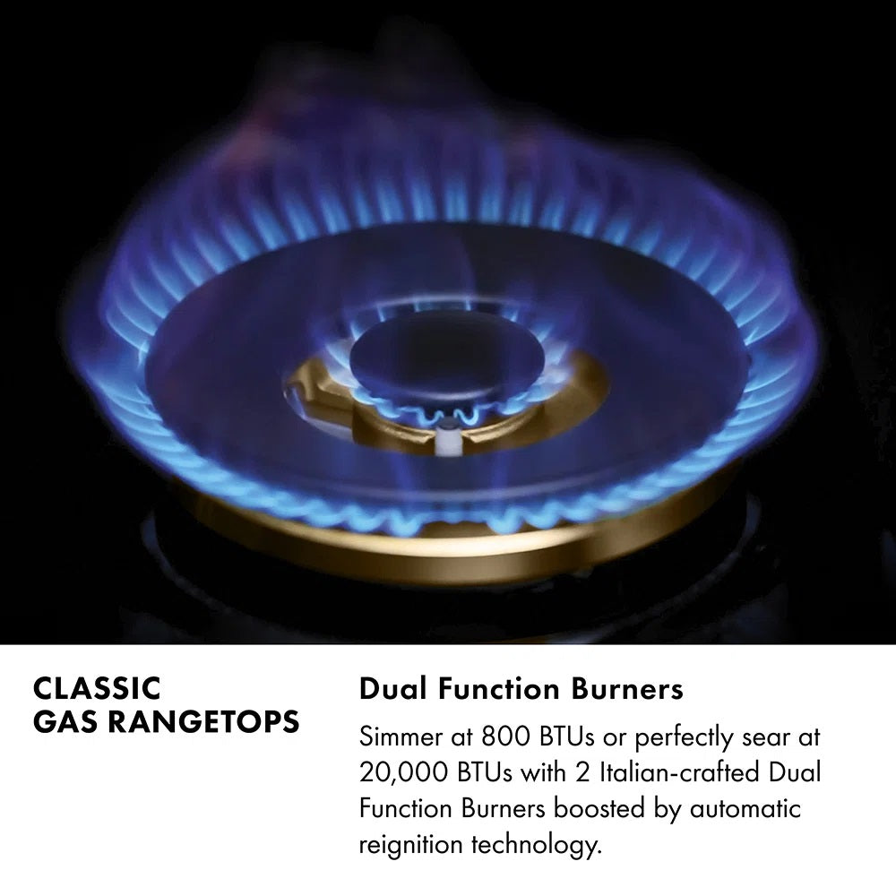 ZLINE 48 in. Classic Gas Rangetop with 8 Brass Burners and Porcelain Cooktop in Stainless Steel RT-BR-48