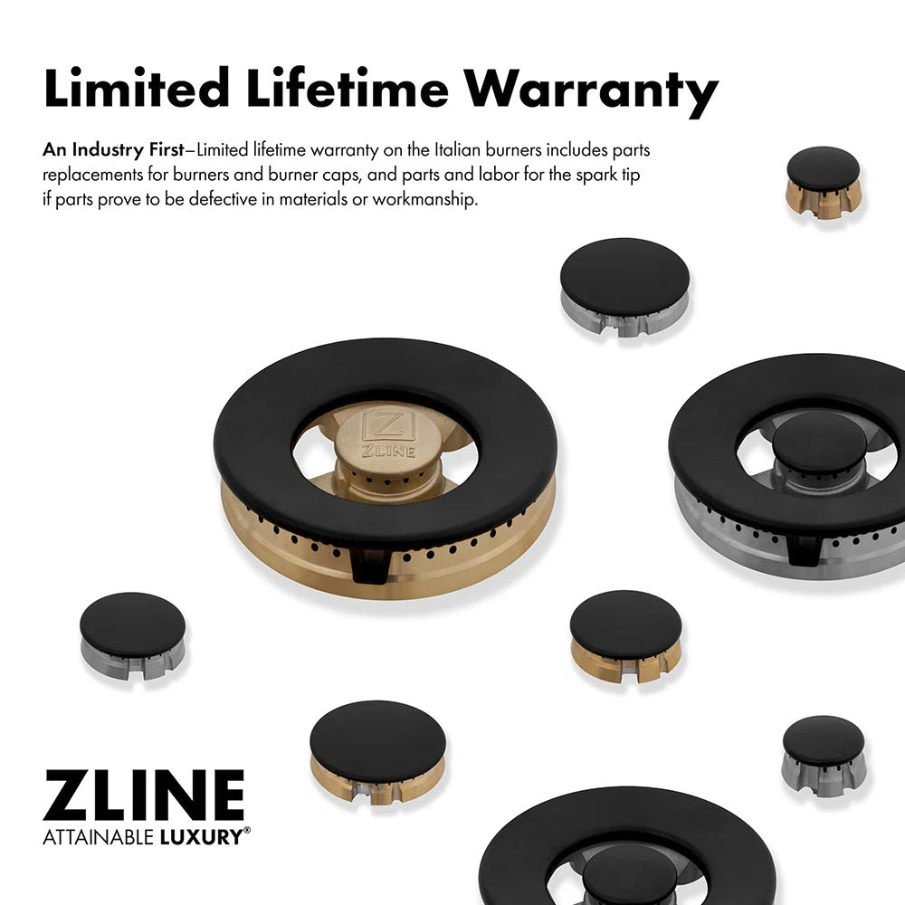 ZLINE 48 in. Classic Gas Rangetop with 8 Brass Burners and Porcelain Cooktop in Stainless Steel RT-BR-48