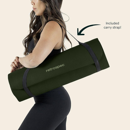 Retrospec Solana Yoga Mat 1/2" Thick – Non-Slip Exercise Mat with Nylon Strap – Pilates, Stretching & Fitness Workouts - PuriLite