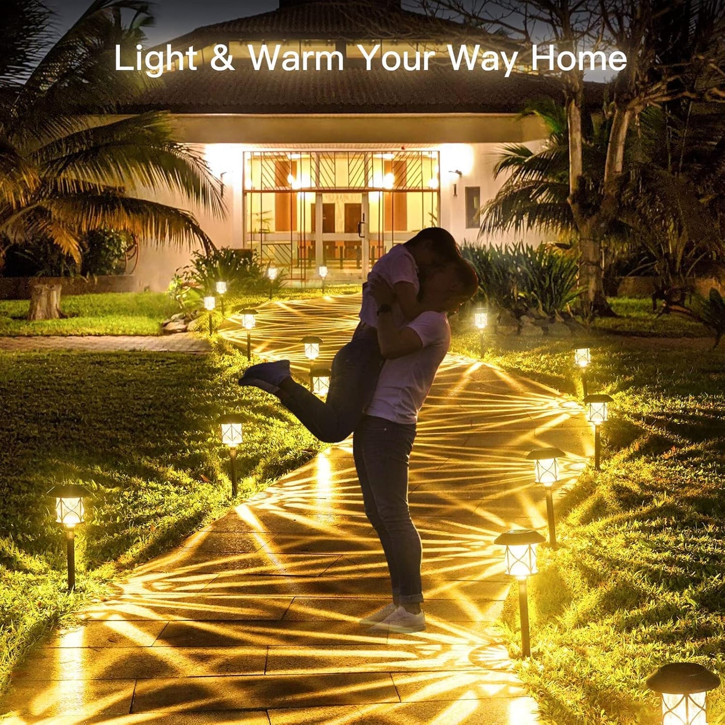 Solar Pathway Lights 8 Pack, Quntis IP65 Waterproof Solar Lights Outdoor, Auto On/Off Solar Garden Lights Landscape Lighting, Warm White Path Lights Solar Powered for Yard Driveway Walkway Patio Lawn