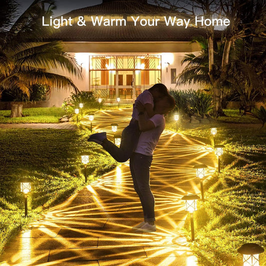 Solar Pathway Lights 8 Pack, Quntis IP65 Waterproof Solar Lights Outdoor, Auto On/Off Solar Garden Lights Landscape Lighting, Warm White Path Lights Solar Powered for Yard Driveway Walkway Patio Lawn