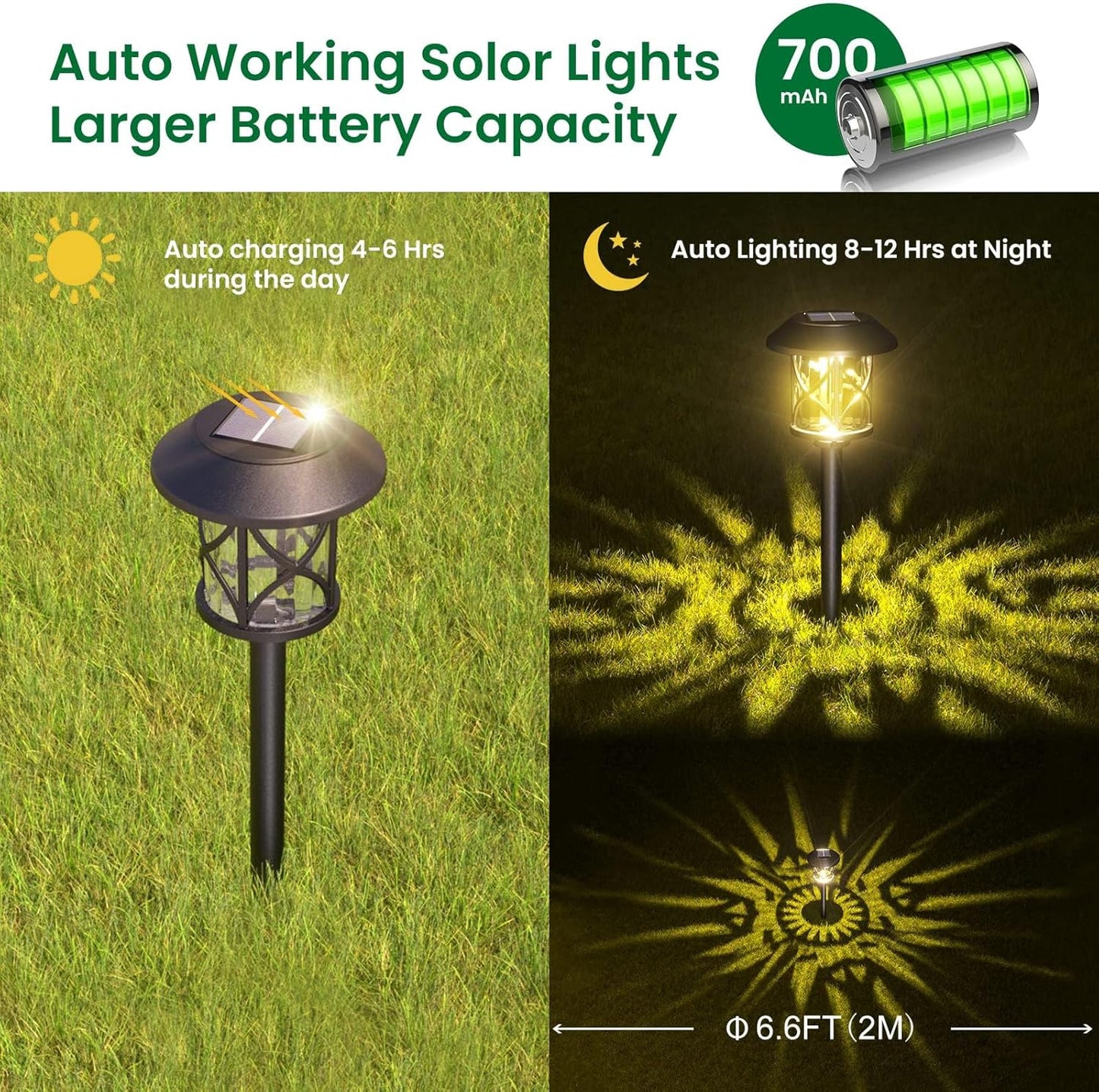 Solar Pathway Lights 8 Pack, Quntis IP65 Waterproof Solar Lights Outdoor, Auto On/Off Solar Garden Lights Landscape Lighting, Warm White Path Lights Solar Powered for Yard Driveway Walkway Patio Lawn