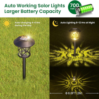 Solar Pathway Lights 8 Pack, Quntis IP65 Waterproof Solar Lights Outdoor, Auto On/Off Solar Garden Lights Landscape Lighting, Warm White Path Lights Solar Powered for Yard Driveway Walkway Patio Lawn