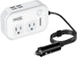 FOVAL 200W Car Power Inverter, 12V DC to 110V AC Car Converter with 4 USB Ports Car Laptop Charger Multi-Protection Car Adapter for Plug Outlet (White)