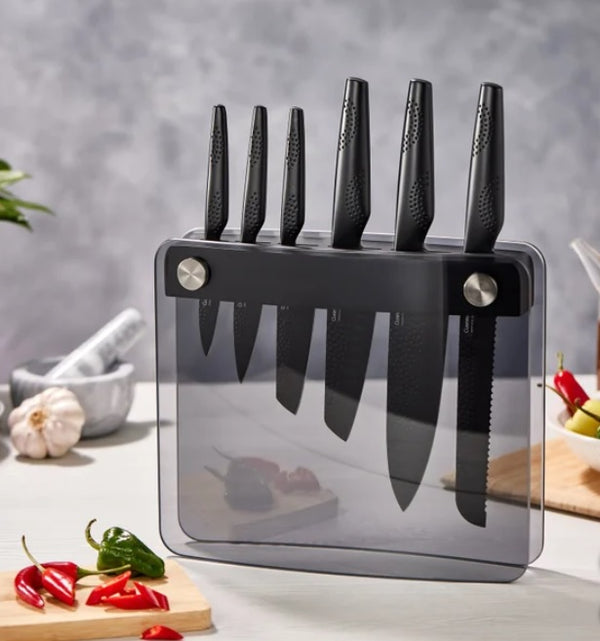 Cuisinepro iD3 Black Samurai Sakai Knife Block Set, 7-piece - PuriLite