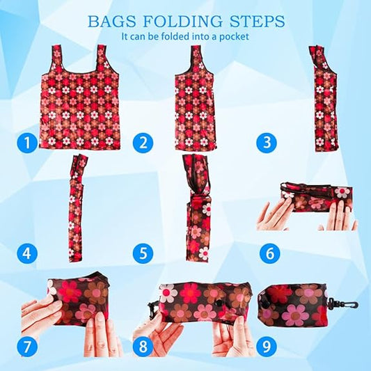 Reusable Grocery Bags, Large 50LBS Foldable Reusable Grocery Nylon Shopping Tote Bags, Machine Washable Waterproof