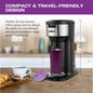 Salton 2-in-1 Coffee Maker - Single-Serve Ground Coffee Capsules with Reusable Mesh Filter Included, Brews 6 to 14 Ozs & Fits Standard-Size Travel Mug