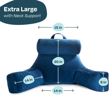 Linenspa Shredded Foam Reading Pillow - Perfect for Adults, Teens, and Kids - Velour Cover - 3 Year U.S. Warranty, Stone