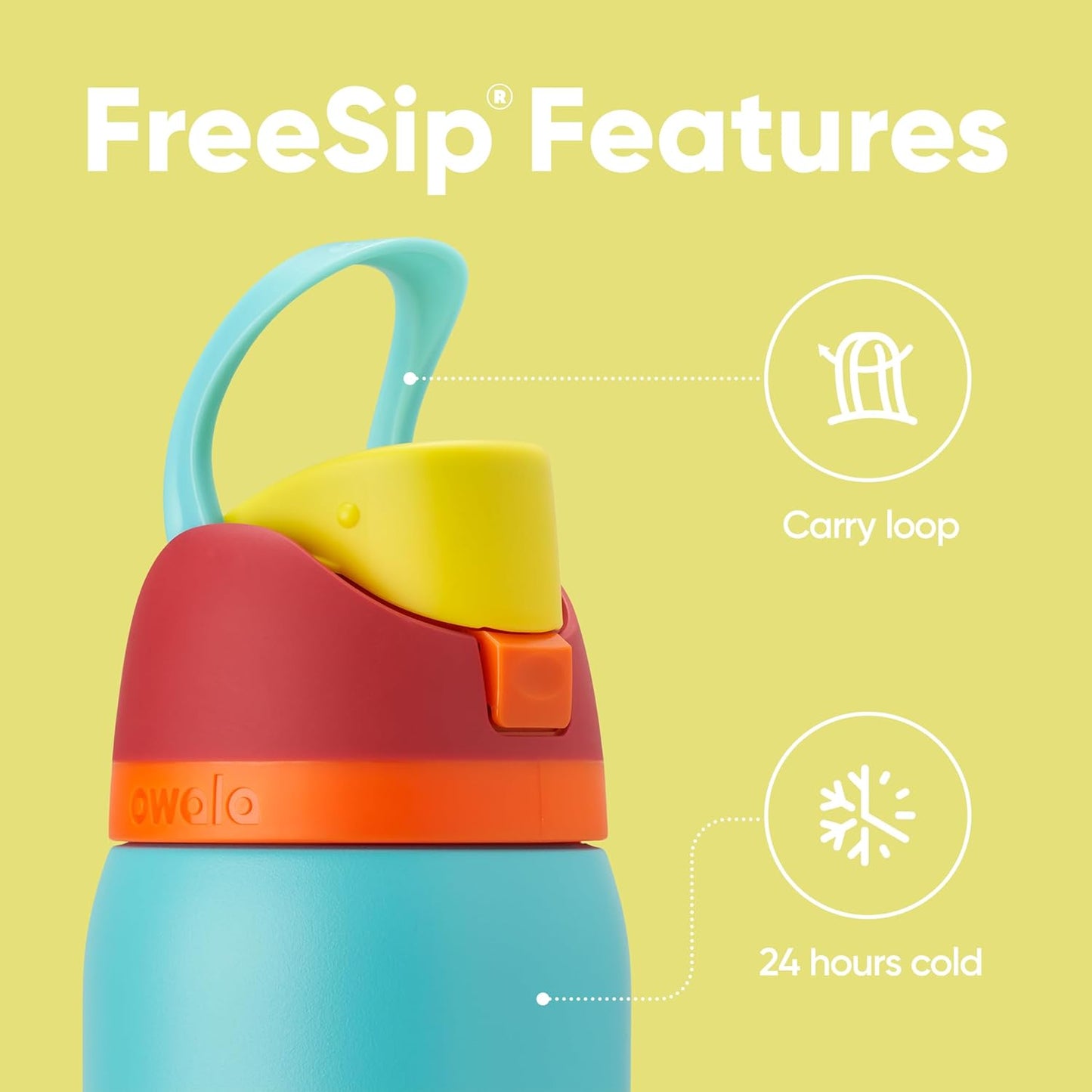 Owala Kids FreeSip Insulated Stainless Steel Water Bottle with Straw, BPA-Free Sports Water Bottle, Great for Travel, 16 oz, Celestial Sphere