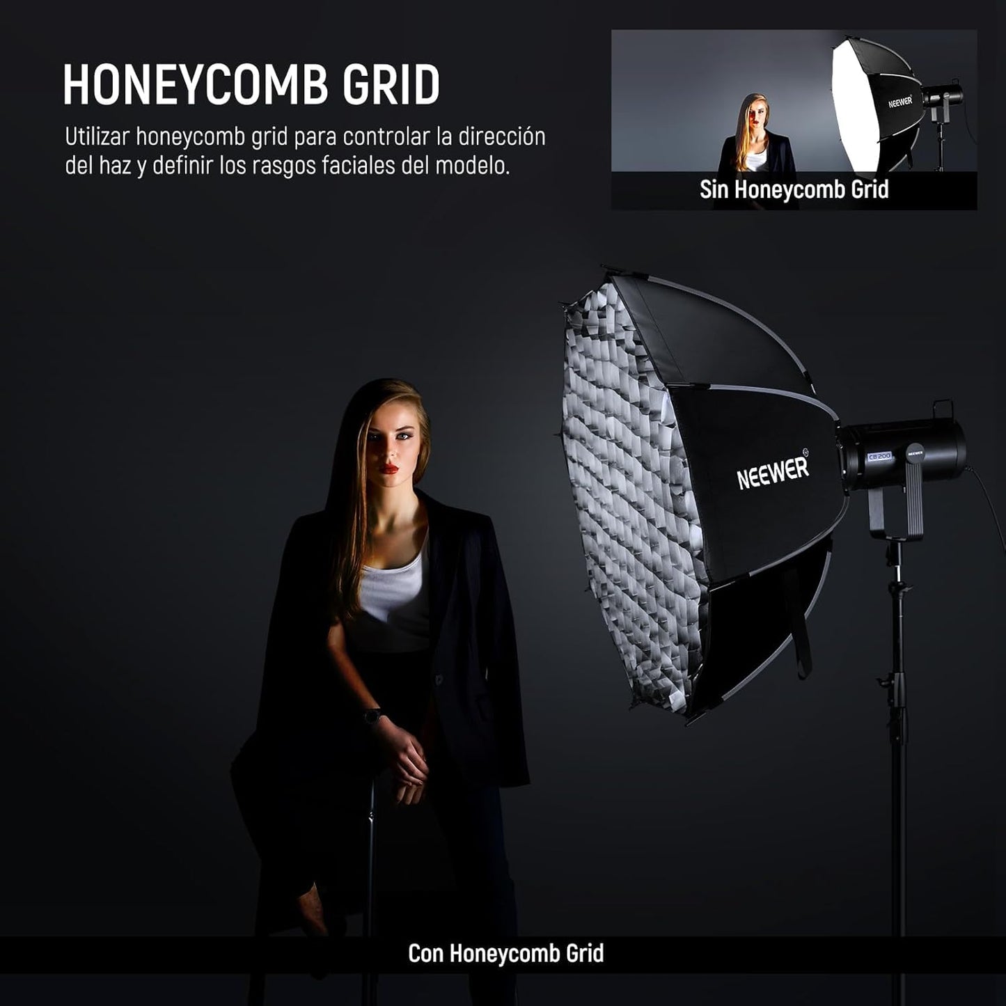 NEEWER 35.4'' Octagonal Softbox, Quick Release Parabolic Soft Box with Bowens Mount, Diffusers, Grid, Bag Compatible with Aputure 120d Compatible with Godox SL60w NEEWER Q4 AS600B CB300B Q300, NS92P