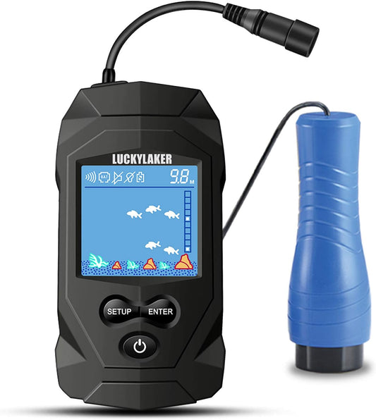 LUCKYLAKER Depth Ice Fish Finder Display Boat Ice Fishing Finder Sonar Portable Wired Fish Finders Transducer LCD Monitor