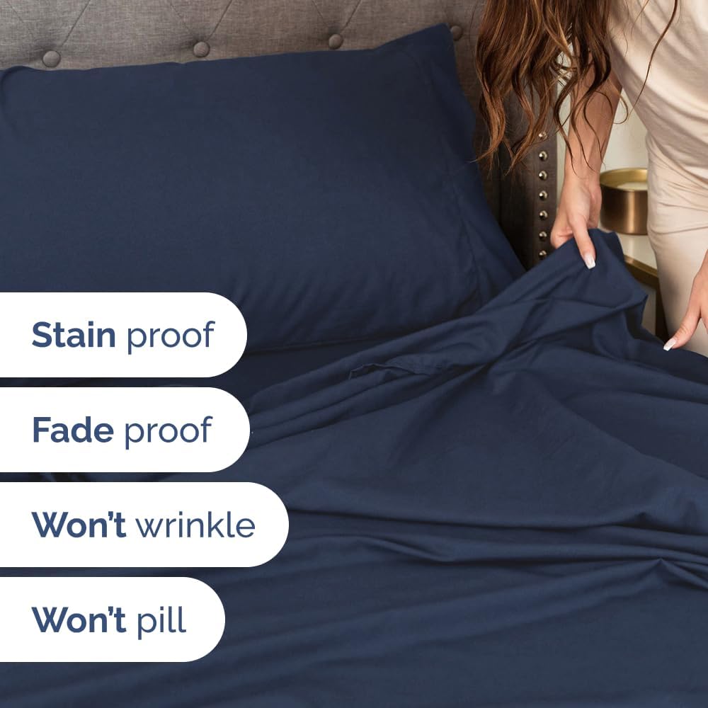 Extra Deep Queen Sheet Set - 6 Piece Breathable & Cooling Sheets - Hotel Luxury Bed Sheets Set - Easy & Secure Fit - Soft, Wrinkle Free & Comfy Sheets Set - White Sheet Set w/Extra Deep Pockets