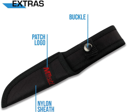 MTech USA MT-20-35 Series Fixed Blade Knife, Black Drop Point Blade, Plastic Handle, 8-Inch Overall
