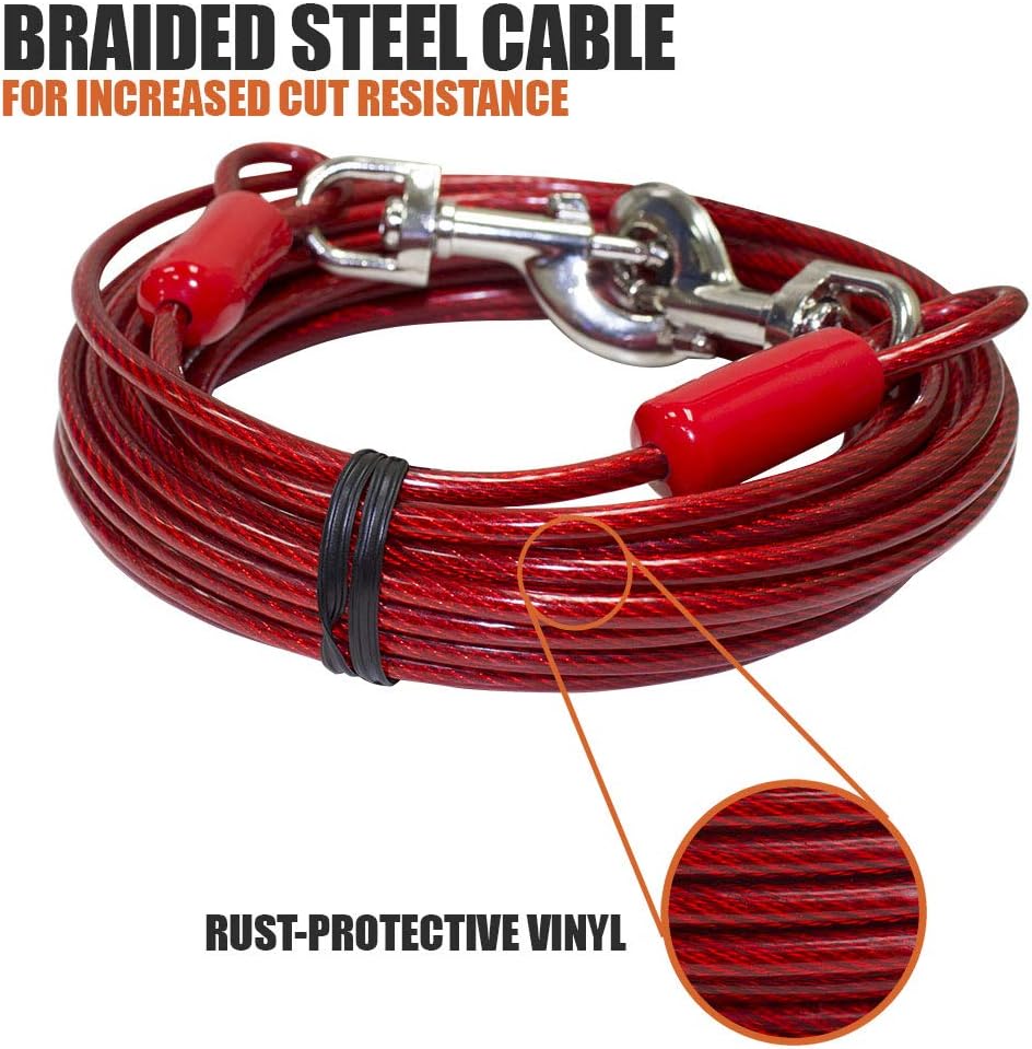 BV Pet Small Tie Out Cable for Dog up to 35 Pound, 25-Feet