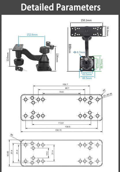 Strg Fish Finder Mount with Lock for Boat, Kayak Fish Finder Swing Mount Marine Electronics Mounts with Rectangular Plate Compatible with Scotty Garmin Lowrance Humminbird and More Depth Finder