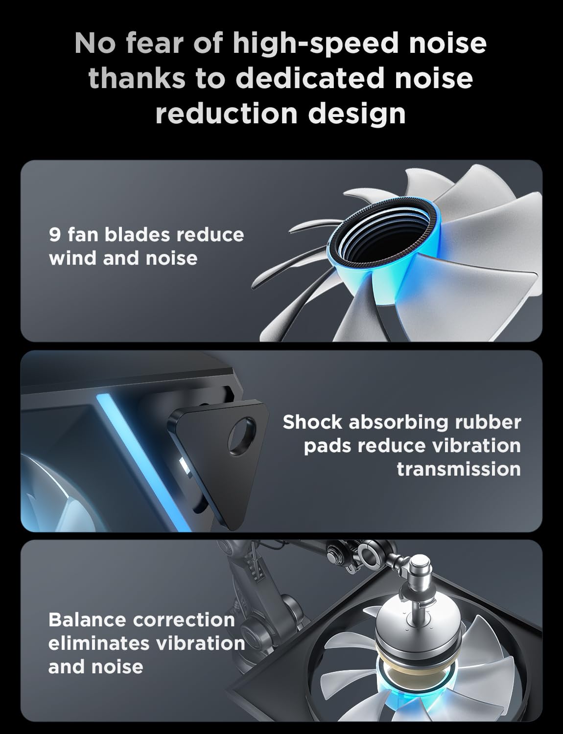 AsiaHorse AMICI-5GT RGB PC Fans, Infinity Mirror ARGB Fans HDB Bearing Fan Speeds Up to 1800 RPM with 24 LED Lights, Forward Blade Fan Compatible Motherboard Aura SYNC (Reverse Blade, 3_Pack_Black)