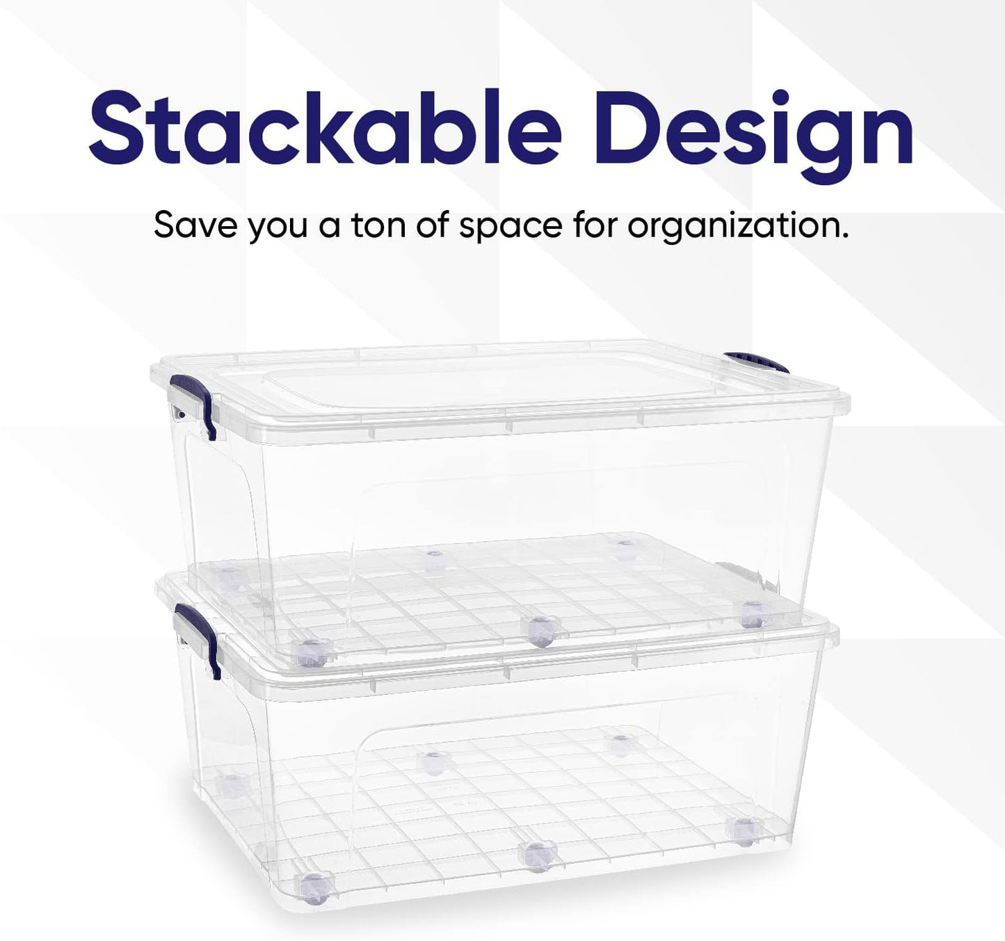 Superio Storage Bins with Lids- 3 Pack, 1.85 Qt Clear Boxes for Organizing, Stackable Plastic Containers- BPA Free, Non-Toxic, Odor Free, Organizer for Home, Office, Dorm