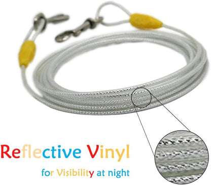 Petest 25ft Reflective Tie-Out Cable for Small Dogs Up to 35 Pounds