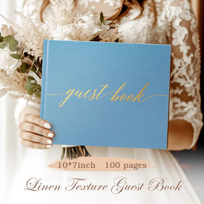 Wedding Guest Book,10 * 8in Guest Book for Wedding Receptions, Baby Shower, Funeral, Birthdays, and Celebration Events, 100Pages Polaroid Guest Book Wedding Decorations 2 Stickers and a Pen
