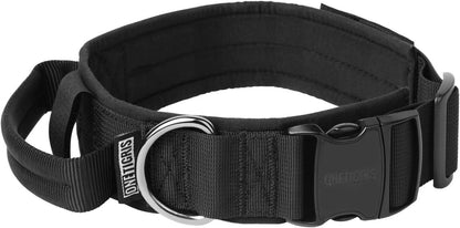 OneTigris Tactical Dog Collars with Handle,Military Dog Collar for Large Dog,Adjustable Nylon Collar German Shepherd Collar with Heavy Duty Metal Buckle for Dog Training and Walking (M, Orange)