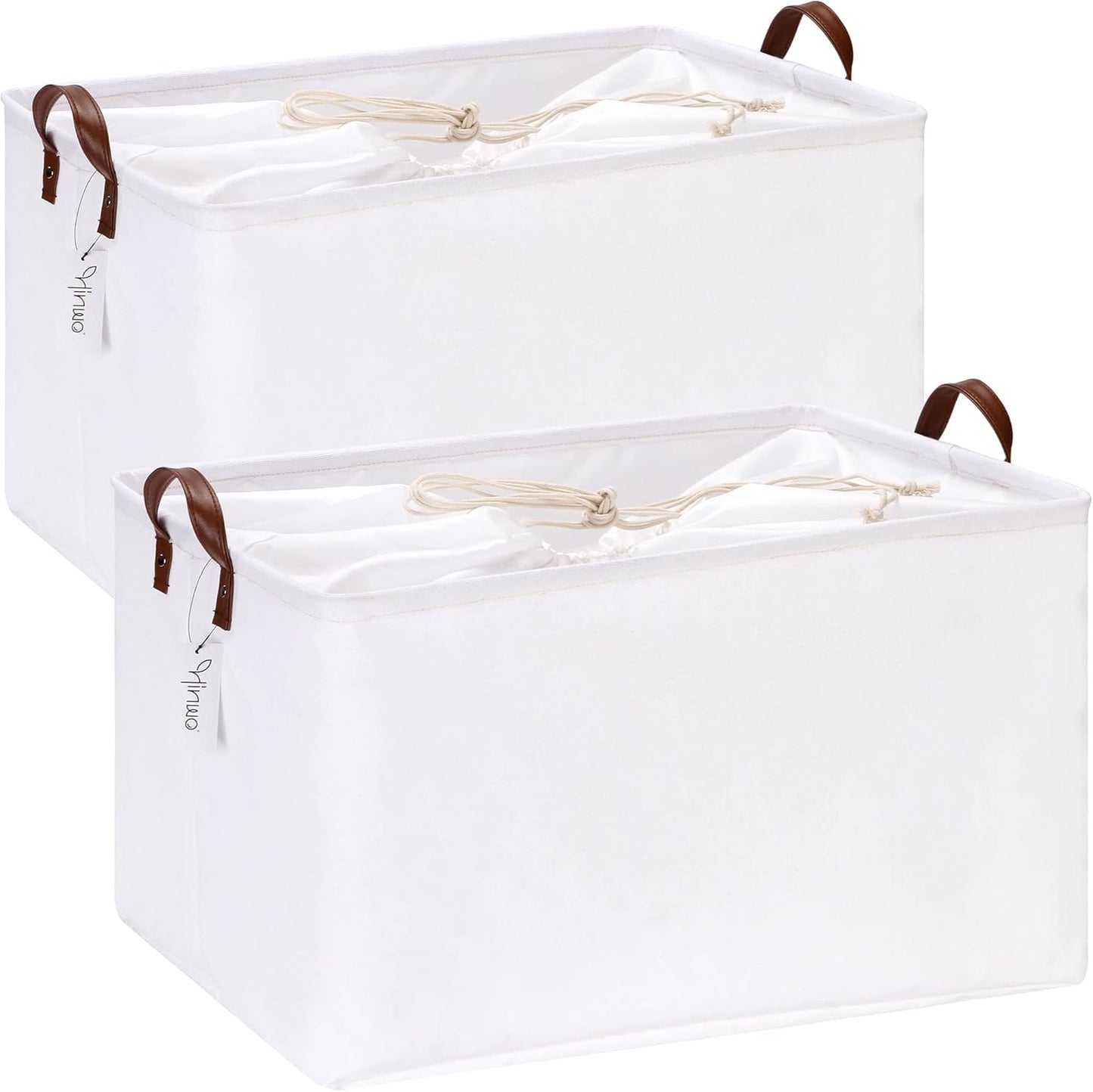 Hinwo 6-Pack Small Canvas Fabric Storage Baskets Set with Handles, Open Storage Bins, Cube Storage Organizer, Shelf Organizer Bins for Closet, 7.9L, 12 x 8 x 5 Inches, Grey Stripe