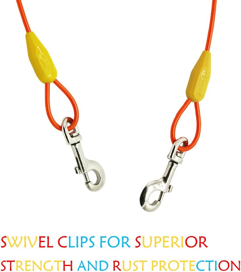 Petest 25ft Reflective Tie-Out Cable for Small Dogs Up to 35 Pounds