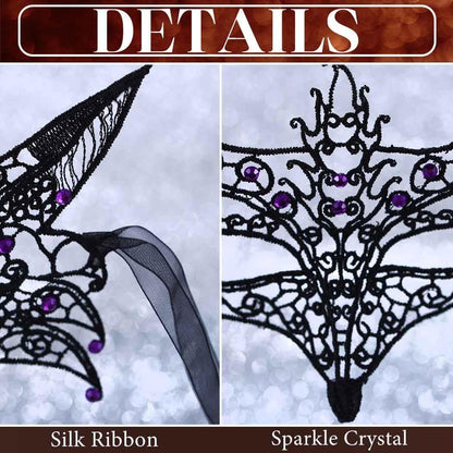 Obmyec Masquerade Lace Mask for Women Fox Eye Masks Black Face Mask for Party Halloween Cosplay