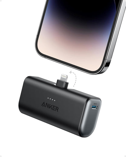 Anker Portable Charger with Built-in Lightning Connector, 5,000mAh MFi Certified 12W Portable Charger, Compatible with iPhone 14/14 Pro / 14 Plus / 14 Pro Max, iPhone 13 and 12 Series