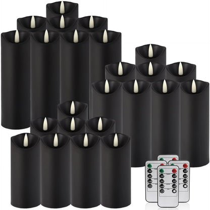 24 Pack Black LED Flameless Candles with Remote and Timer Realistic Flickering Battery Pillar Lights for Home Decor,Party,Idea Gift and Special Festivals