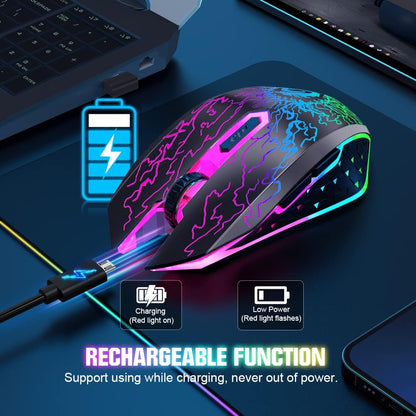 VersionTECH. Wireless Gaming Mouse Rechargeable Computer Mouse Mice Souris with Colorful LED Lights Silent Click 2.4G USB Nano Receiver 3 Level DPI for PC Gamer Laptop Desktop Chromebook Mac