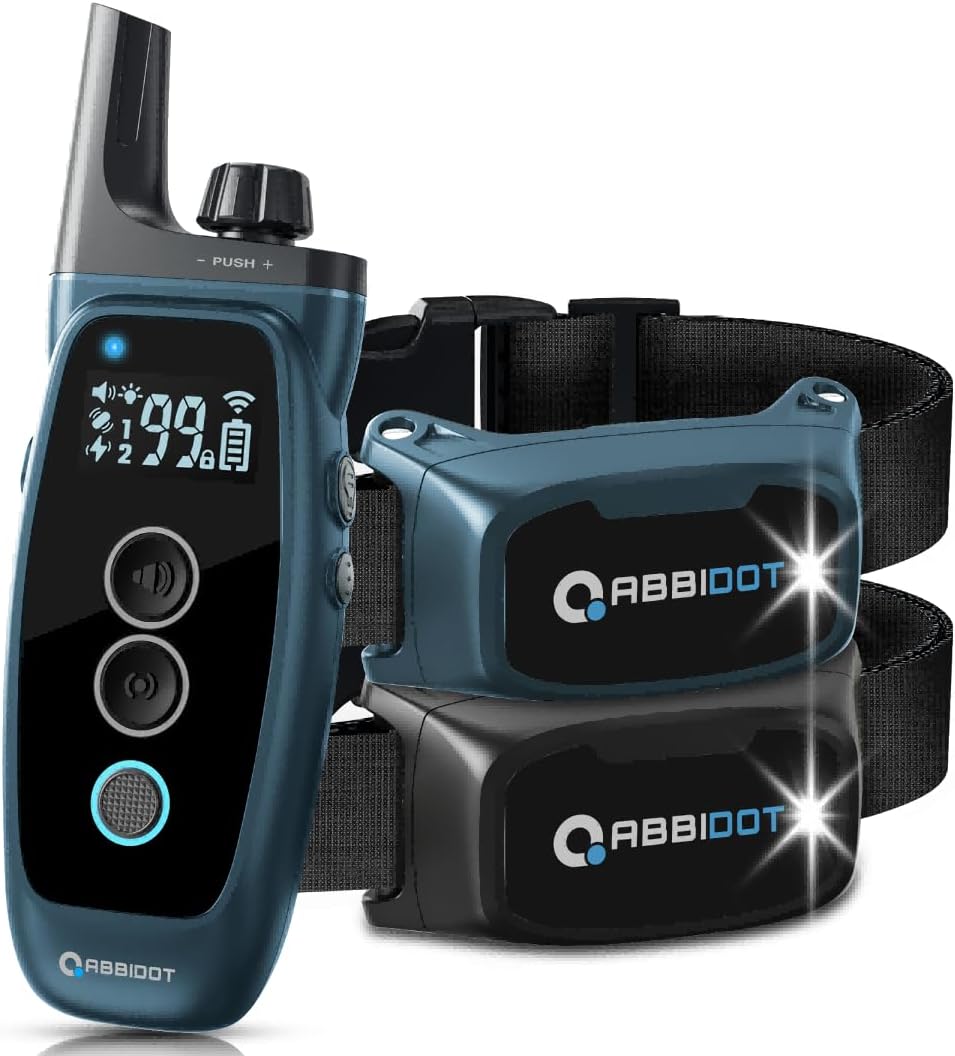 ABBIDOT Shock Collar 2 Dogs - 3300ft Dog Training Collar with Remote, 151 Levels Electric Collar, Safety Lock, Waterproof Rechargeable E Collar for Small Medium Large Dogs (Deep Black, 2 Collars)