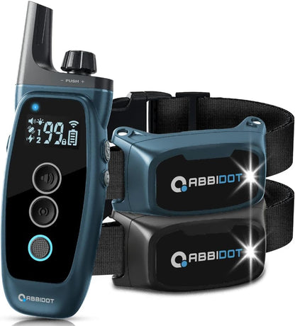 ABBIDOT Shock Collar 2 Dogs - 3300ft Dog Training Collar with Remote, 151 Levels Electric Collar, Safety Lock, Waterproof Rechargeable E Collar for Small Medium Large Dogs (Deep Black, 2 Collars)