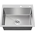 MENATT 20-inch Undermount Kitchen Sink, SUS304 Stainless Steel Handmade Single Bowl Kitchen Sink with Sink Strainer (Brushed), 20"x16"x9"