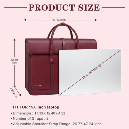 MOSISO Laptop Bag for Women, PU Leather Laptop Shoulder Bag Convertible Backpack, Work Travel Computer Bag with Bowknot - PuriLite