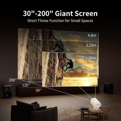 Tecaki Mini Projector Native 1080P, 4K Projector with WiFi and Bluetooth 5.2, Electric Focus & 180° Rotation, Portable Outdoor Projecteur Compatible with HDMI, USB, TV Stick, PS5 for Home, Outdoor Use