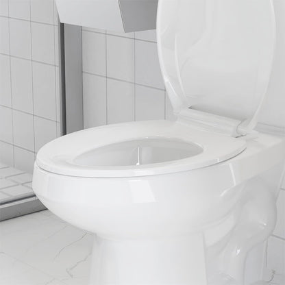 White Elongated Toilet Seat, Slow Close Toilet Cover Seat for Easy Clean and Stain-Resistant, Plastic Toilet Seat with Cover, Quick-Release Hinges and Quick-Attach Hardware