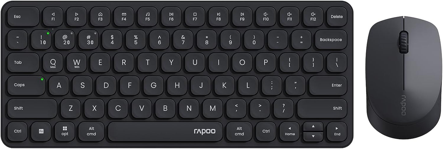 RAPOO Keyboard and Mouse Wireless - 9010M Multi-Device Wireless Keyboard Mouse Combo, 2.4GHz/Bluetooth 5.0/4.0 Wireless Keyboard Mouse Set for Windows/Mac/Linux/Chrome, Support 4 Devices, Silent Click