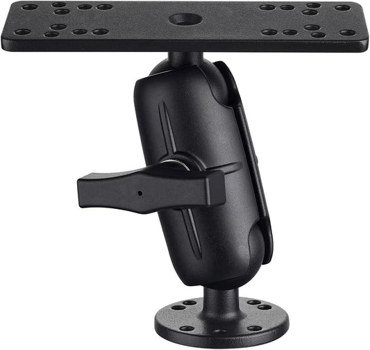 Strg Kayak Fish Finder Mount with 1.5" C Size Ball Rectangular Plate and Round Base, 3.75" Medium Arm Fish Finder Mount Boat Marine Electronic Mounts for Garmin, Lowrance and More Fish Finders