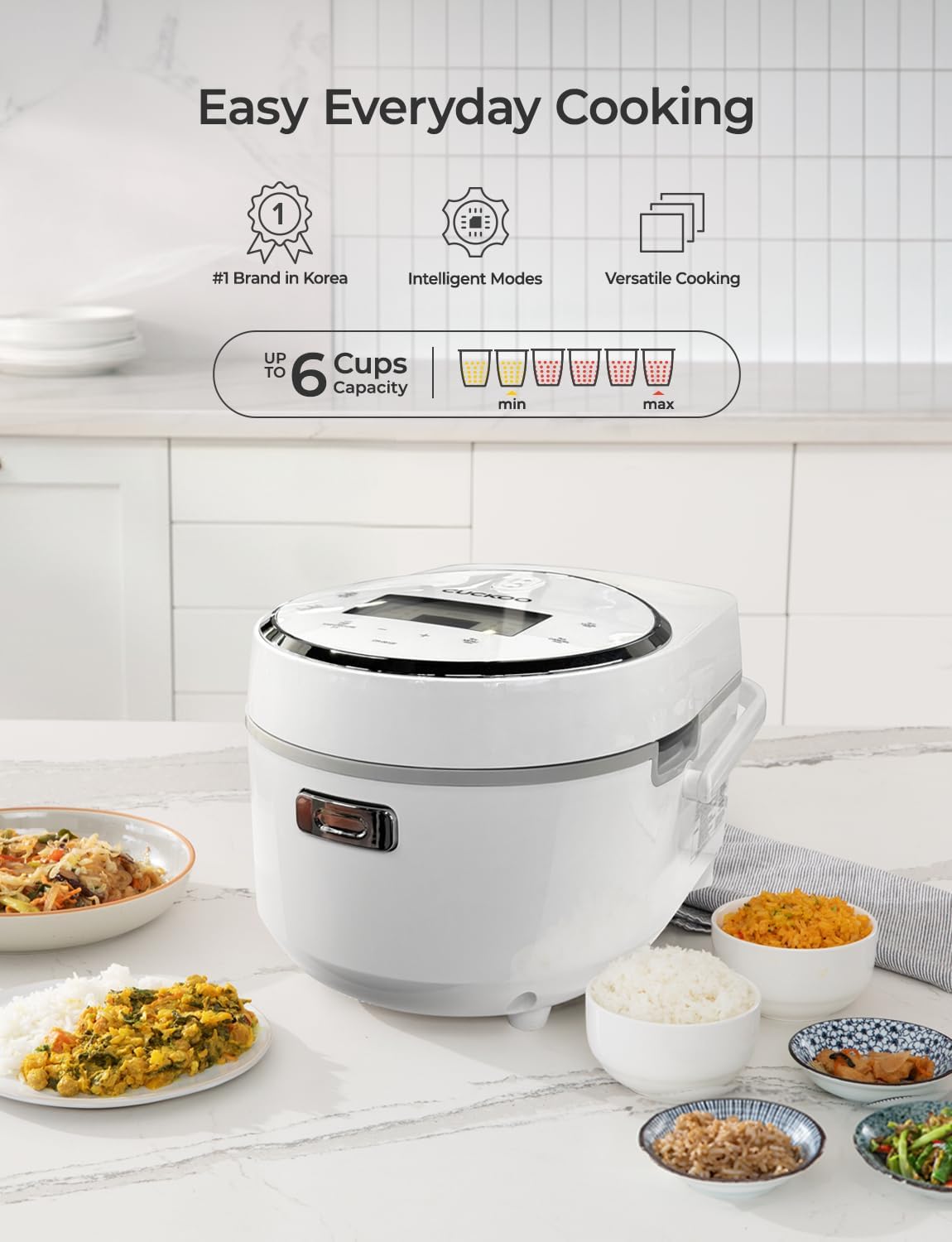 CUCKOO CR-0810F | 8-Cup (Uncooked) Micom Rice Cooker | 9 Menu Options: White Rice, Cake, Soup & More, Nonstick Inner Pot, Designed in Korea | White