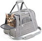 Pet Carrier Airline Approved Portable Soft Sides for Cat Small Dog Carrier Collapsible with Removable Pad Travel Carrier Mesh Ventilation Holes Shoulder-Strap (Gray)