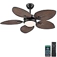 DWVO 52" Ceiling Fans with Lights, Tropical Ceiling Fan with Lights and remote, LED Tri-Color Temperature, Reversible 6 Speeds w/Quiet DC Motor for Living Room, Dining Room, Bedroom