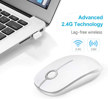 Wireless Mouse, Vssoplor 2.4G Slim Portable Computer Mice with Nano Receiver for Notebook, PC, Laptop, Computer (Black and Sapphire Blue)