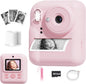 Pussan Kids Camera Instant Print, 1080P Instant Print Camera Toys for 3-12 Year Old Girls, Christmas Birthday Gifts for Age 3 4 5 6 7 Girls, Kids Digital Camera Toys with 3 Rolls Print Paper-Pink